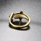 Shark Ring with Gold Zircon