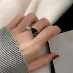 Retro Ring with Black Heart