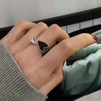 Retro Ring with Black Heart