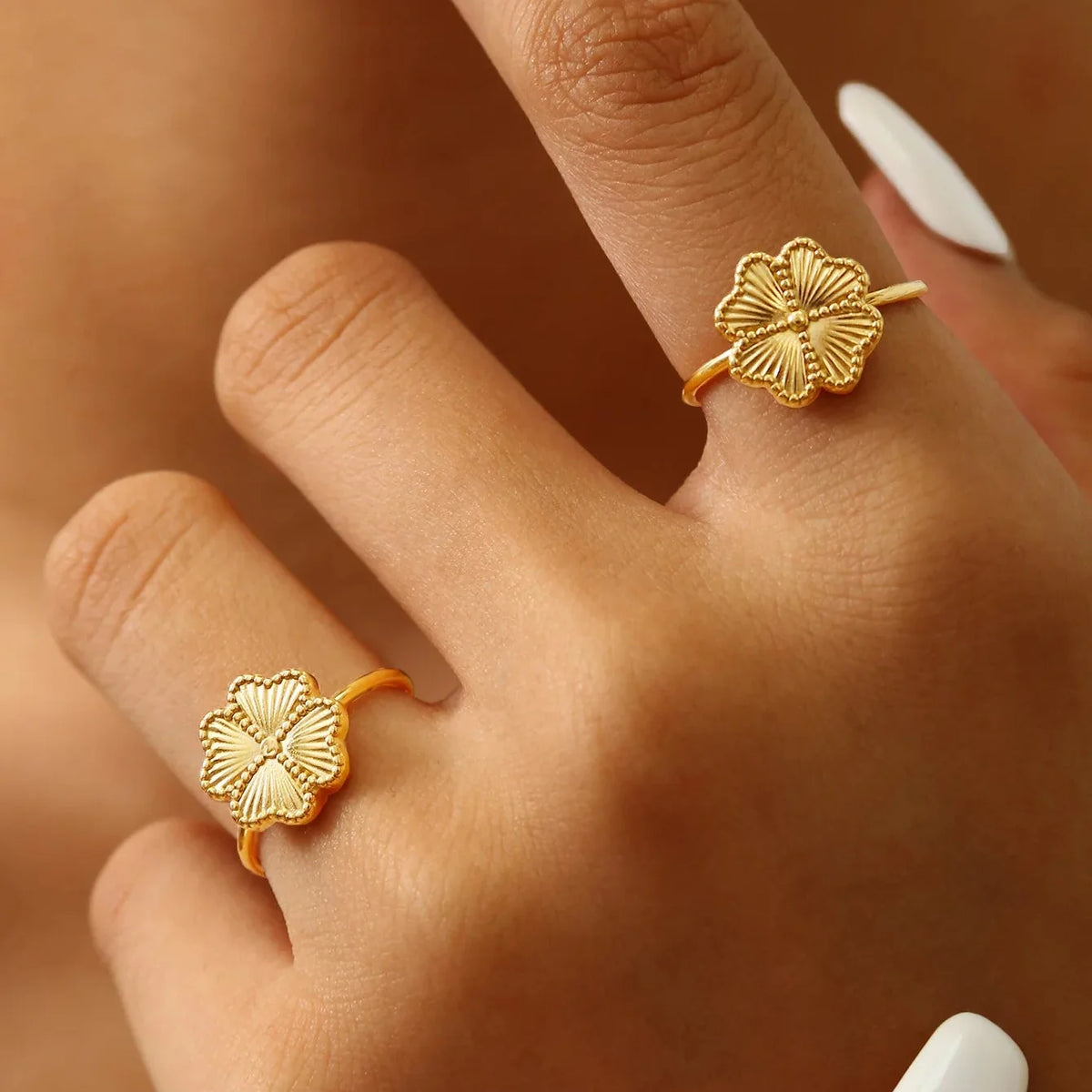 Retro Ring with Four-Leaf Clover