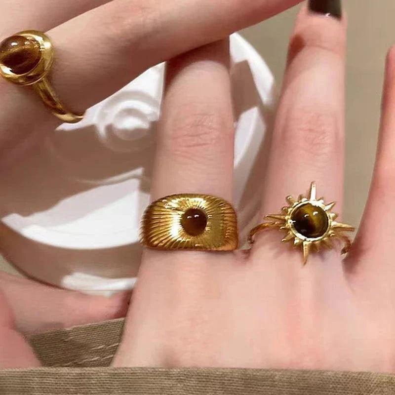 Retro Tiger's Eye Protection Ring