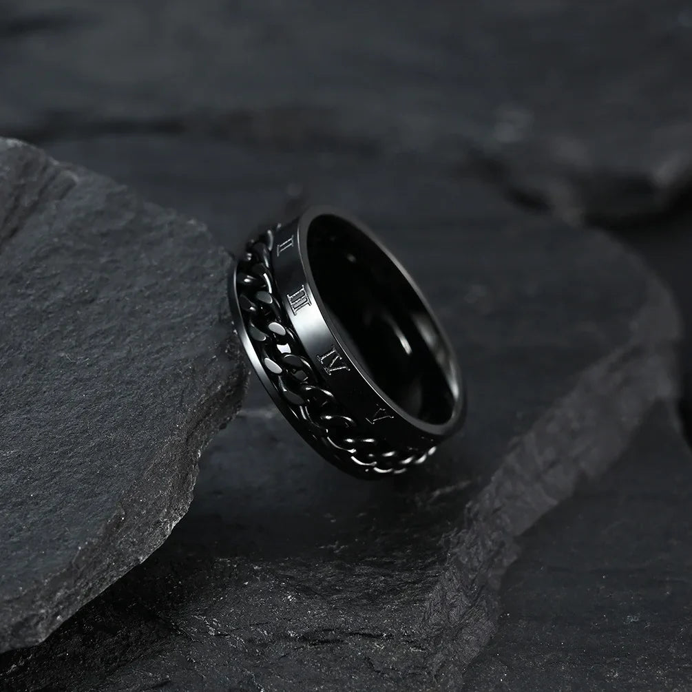 Anti-Stress Rotating Ring for Men black