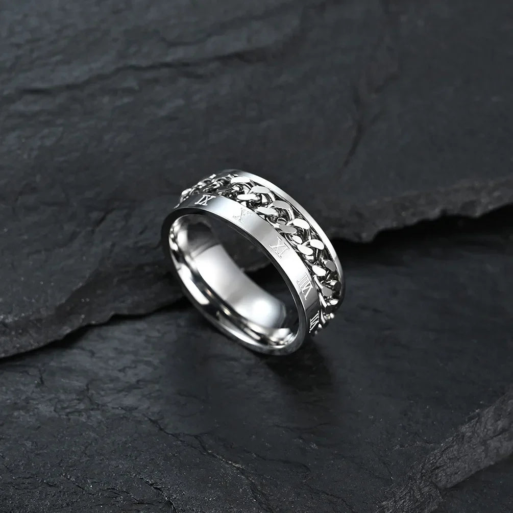 Anti-Stress Rotating Ring for Men silver