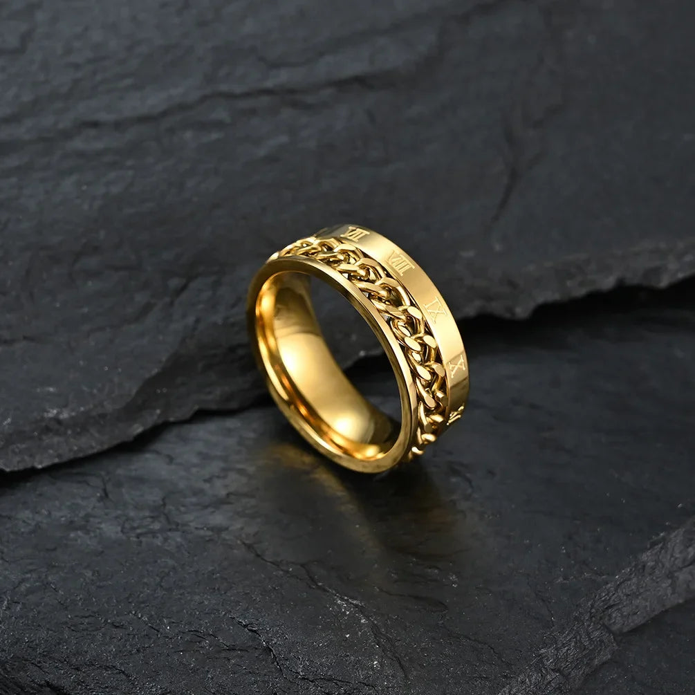 Anti-Stress Rotating Ring for Men gold