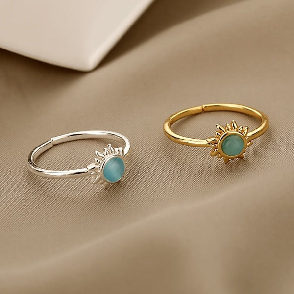 Sun Ring for Women Opal Celestial Band