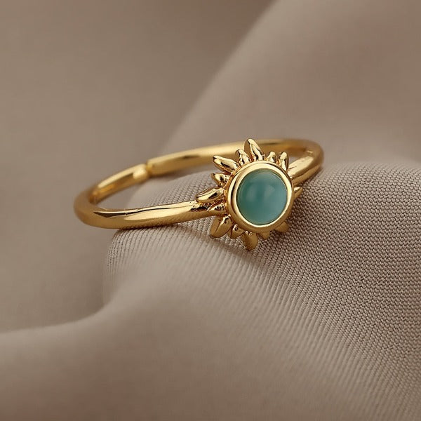 Sun Ring for Women Opal Celestial Band