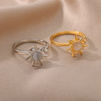 Sun Ring for Women Opal Stone Celestial Band