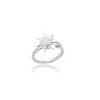 Sun Ring for Women Opal Stone Celestial Band Silver
