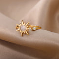 Sun Ring for Women Opal Stone Celestial Band Gold