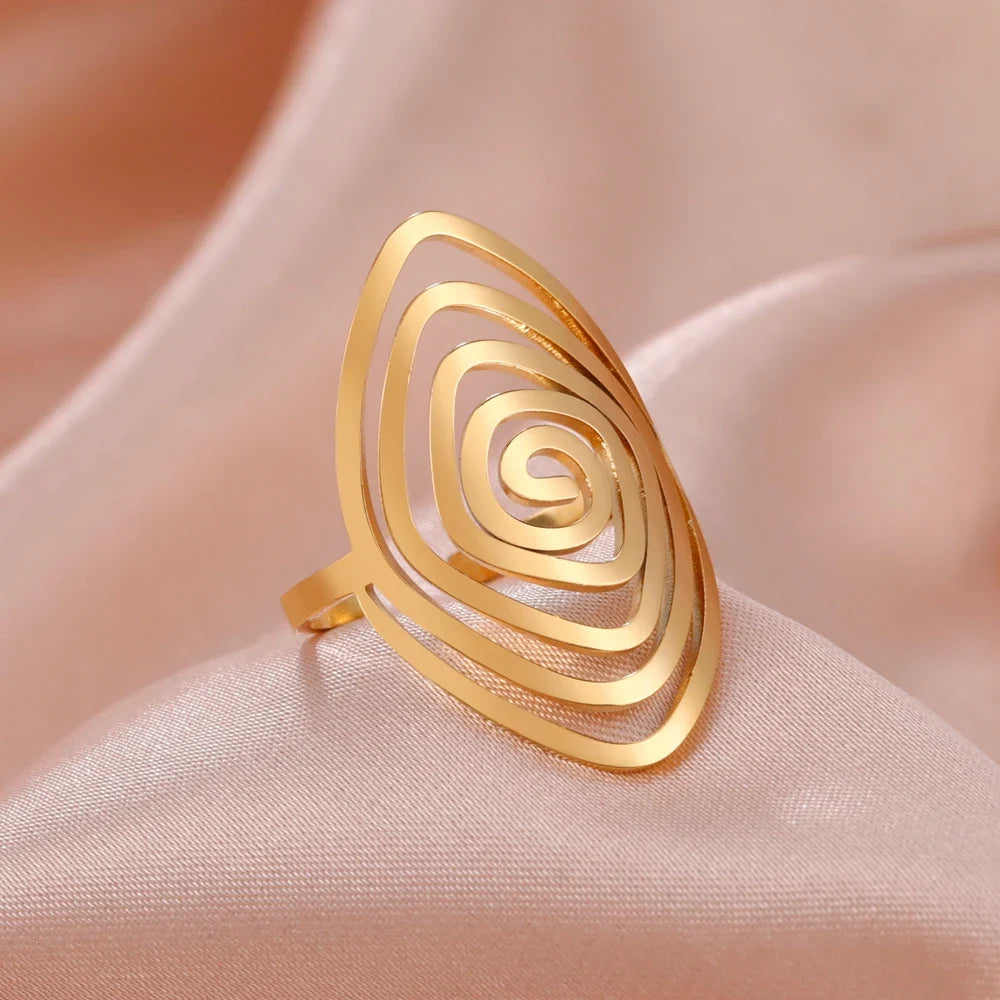 Geometric Spiral Ring for Women gold