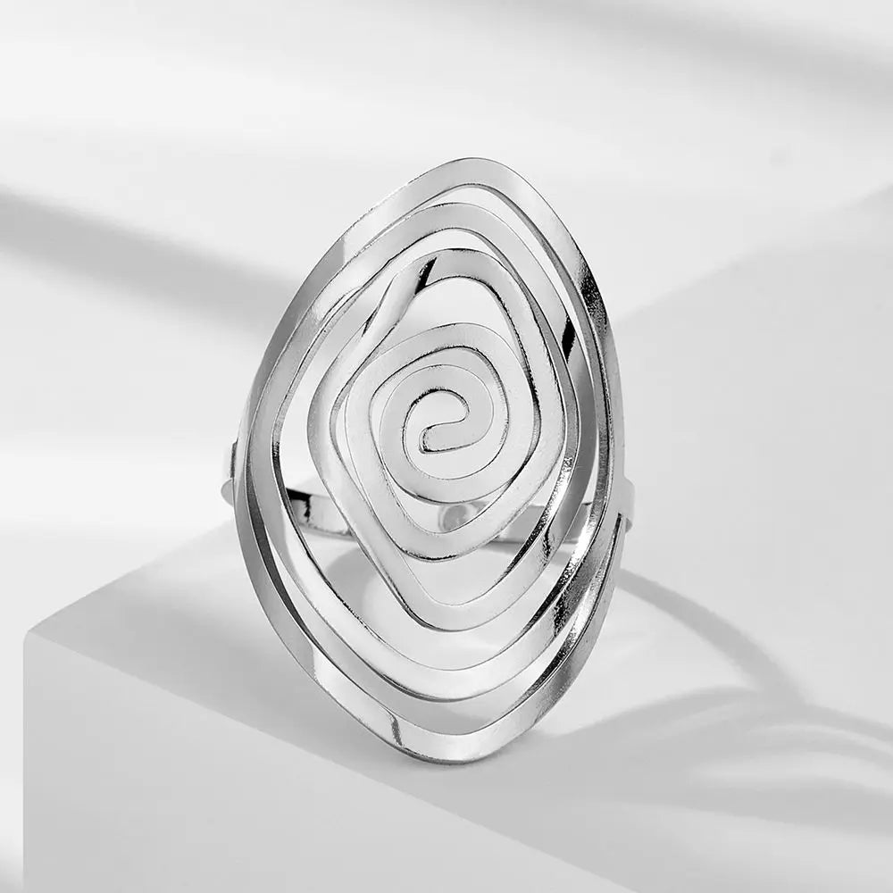 Geometric Spiral Ring for Women silver