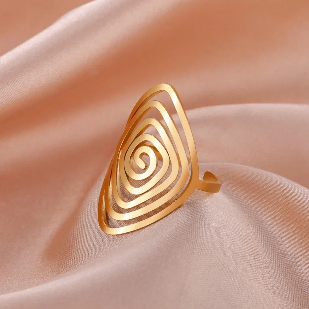 Geometric Spiral Ring for Women gold