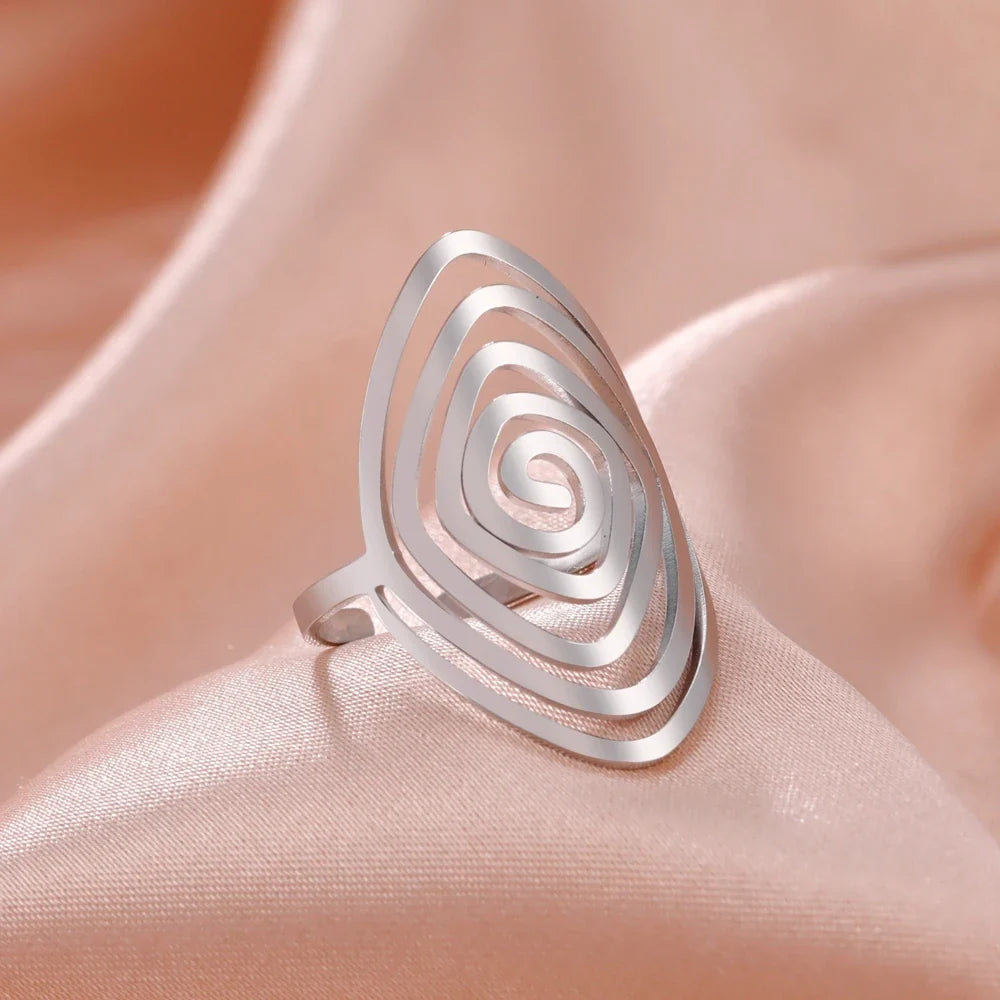 Geometric Spiral Ring for Women silver