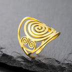 Wide spiral ring for women in gold