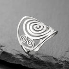 Wide spiral ring for women in silver