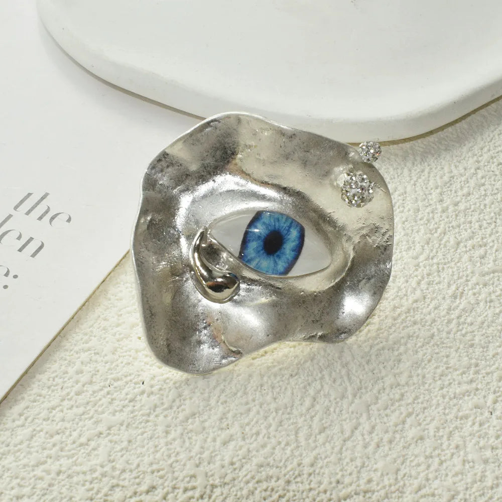 Baroque-Style Evil Eye Ring silver
