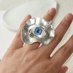 Baroque-Style Evil Eye Ring silver
