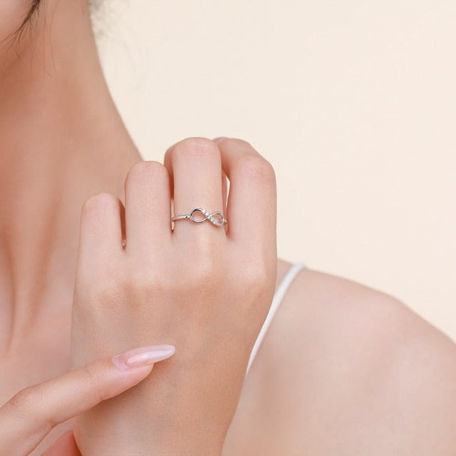 Infinity Symbol Ring for Women with Zircon Stones
