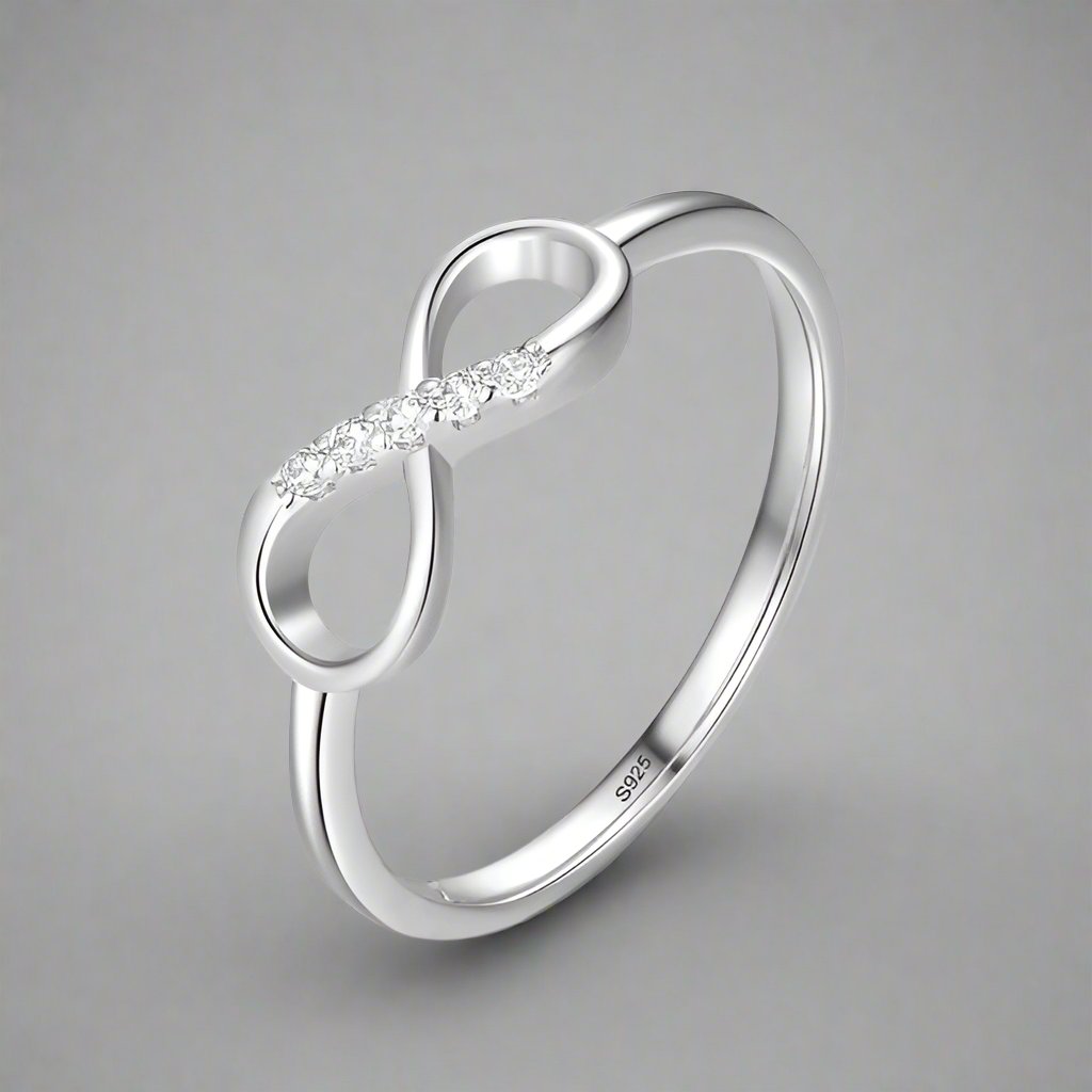 Infinity Symbol Ring for Women with Zircon Stones