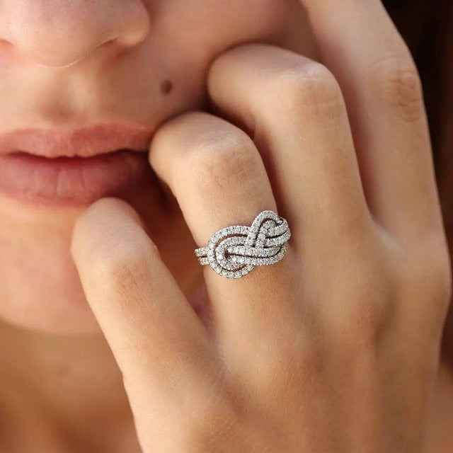 Interlaced Infinity Symbol Ring for Women with Cubic Zirconia