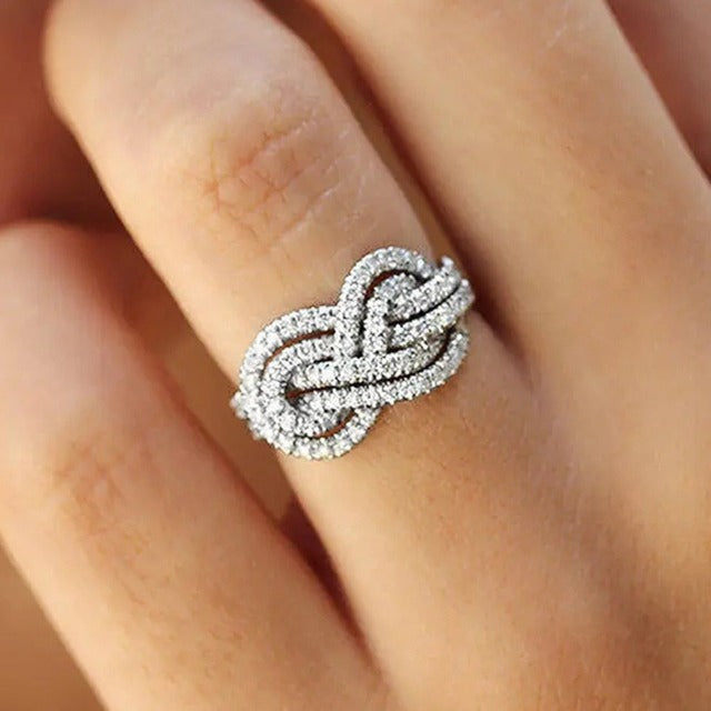 Interlaced Infinity Symbol Ring for Women with Cubic Zirconia