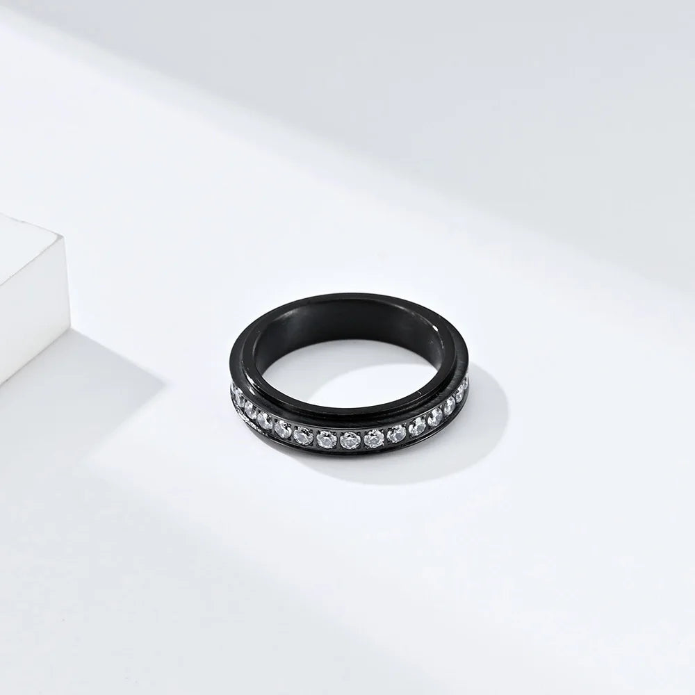 Anti-Stress Spinning Ring with Zircon