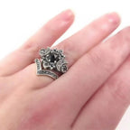 Wiccan Triple Moon Witchcraft Ring for Women Black