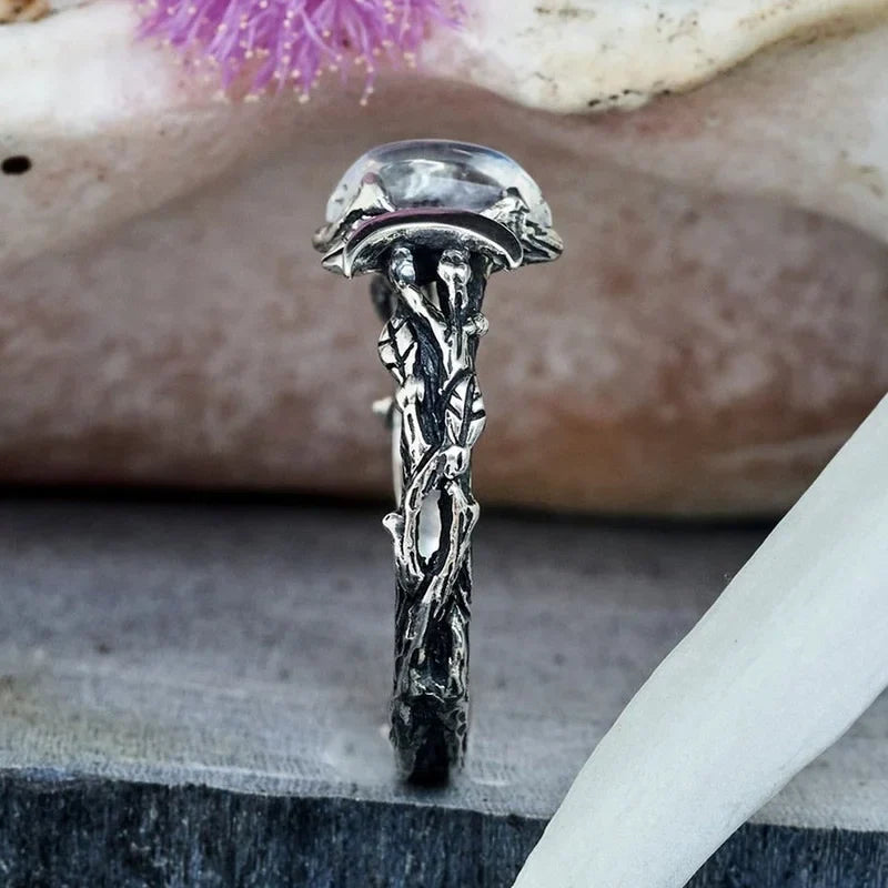 Triple Moon Witchcraft Ring for Women Wiccan Stone