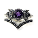 Wiccan Triple Moon Witchcraft Ring for Women Purple