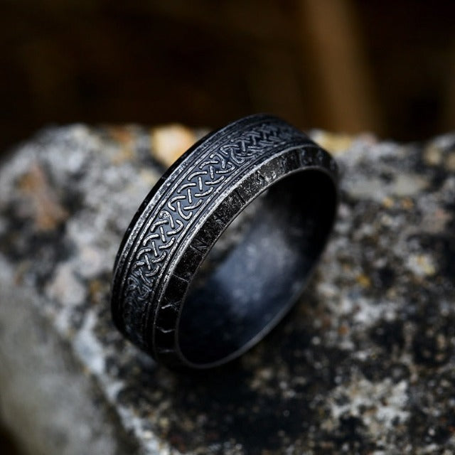 Ancient Viking Ring with Black Runes