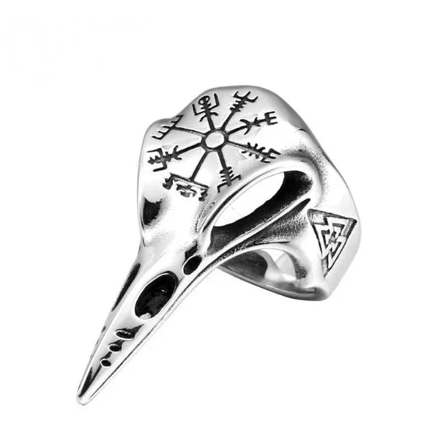 Viking Ring Odin's Raven Skull