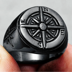 Vintage Compass Rose Ring for Men black