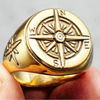 Vintage Compass Rose Ring for Men gold