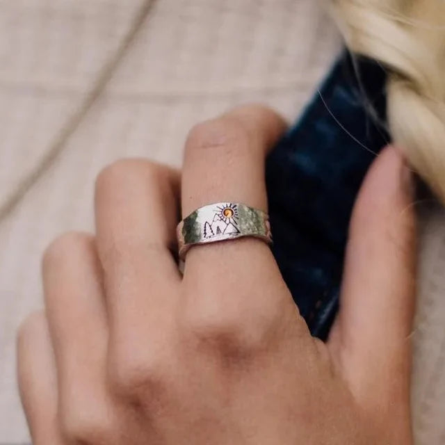 Vintage Mountains and Sun Ring