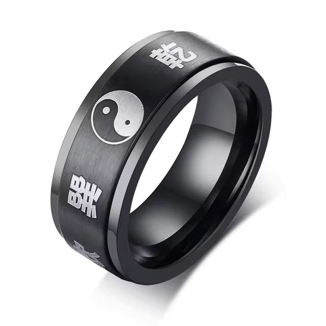 Yin Yang Ring in Black