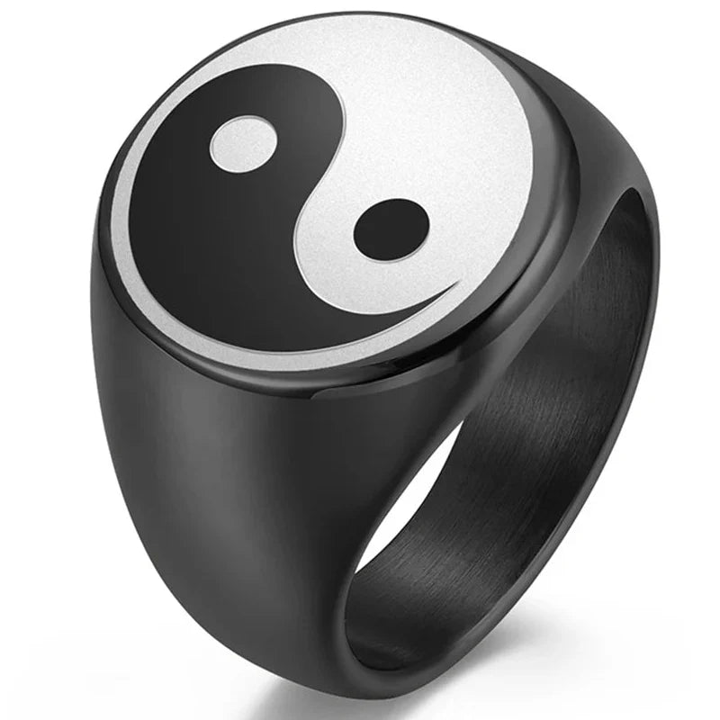 Yin Yang Ring for Men in Black