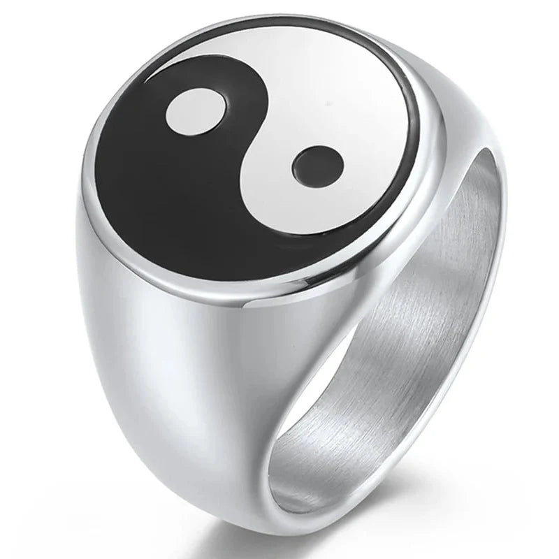 Yin Yang Ring for Men in Silver