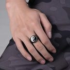 Yin Yang Ring for Men in Black