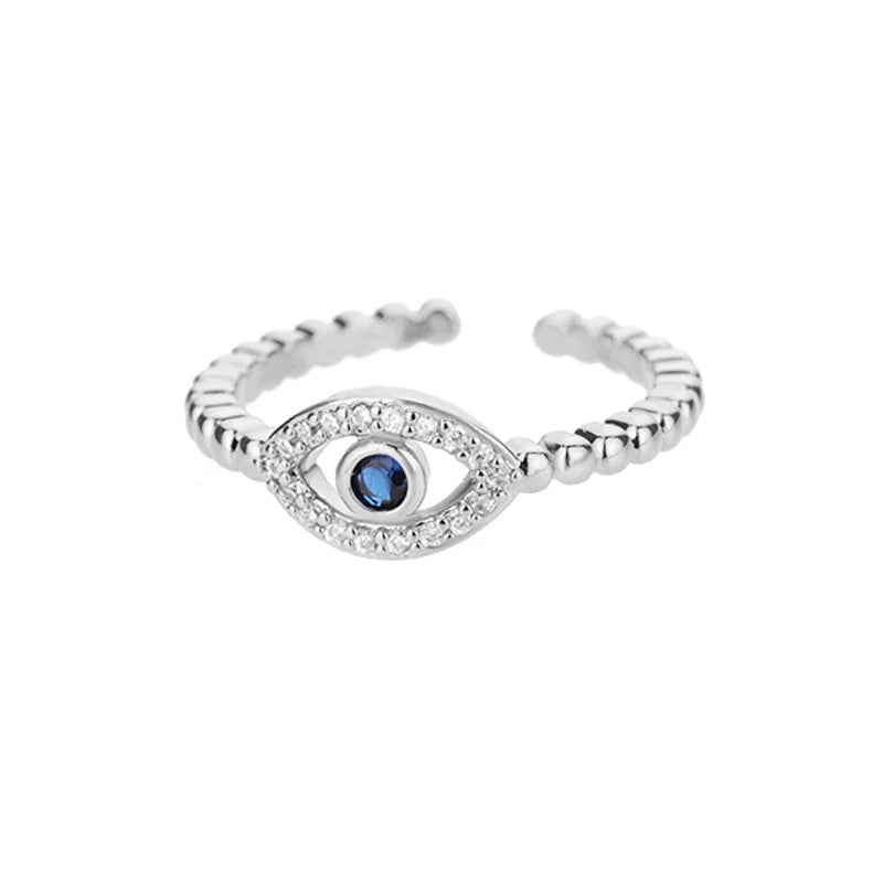 Zirconia Evil Eye Nazar Boncuk Silver Ring