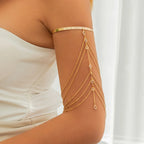 Elegant Bicep Jewelry - Arm Bracelet and Upper Arm Ornament Chain for Women in gold