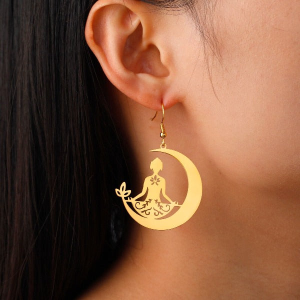 Buddhism Meditation Gold Earring