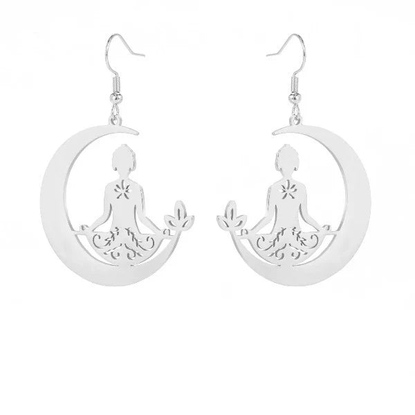 Buddhism Meditation Silver Earring