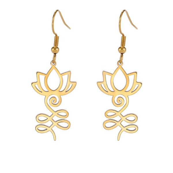 Buddhist Lotus Flower Earring gold