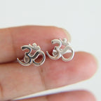 Buddhist Om Silver Earring