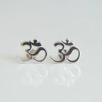 Buddhist Om Silver Earring