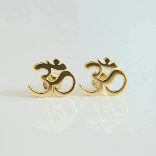 Buddhist Om Gold Earring