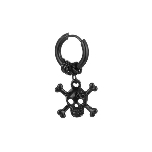 Black Steel Skull Earring
