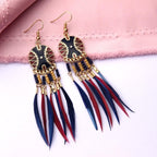 African Ethnic Earrings blue and red