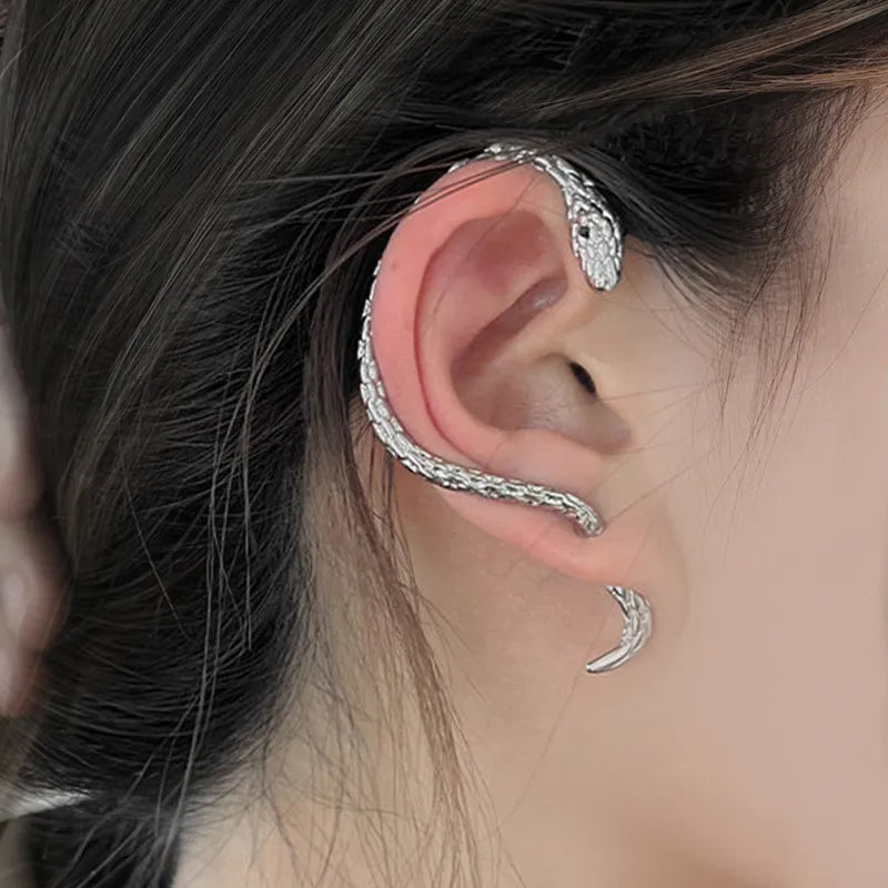 Long Snake Dangle Earring silver