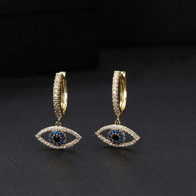 Blue Eye Earring gold